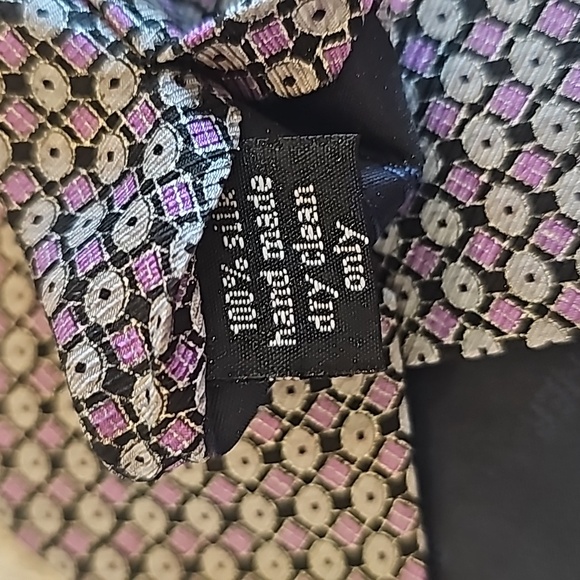 Bijoux Terner Genuine Hand Made Silk Tie, Purple, Gray & Black - Picture 5 of 6